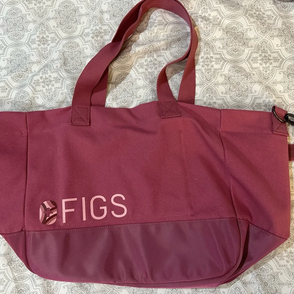FIGS Large Pink Canvas Tote Bag